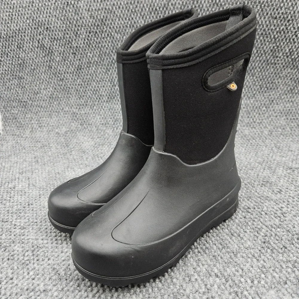 Bogs (Kids Youth 5) Black Boots Neo Classic Solid Waterproof Winter Rain Snow